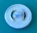 Scarce Vintage Pierced Blue Moonglow Glass Leaf Button