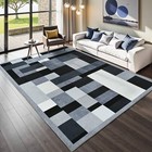 Modern Large 6x9 Area Rug  Low Pile Super Soft White Rug  Patchwork Geometric 