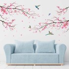 Pink Watercolor Cherry Blossom Wall Stickers - Tree Branch Flower Birds Large A