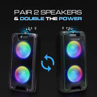 Dual 10  Bluetooth Party Speaker W  Neon Led Lights Mic Dj Karaoke System Loud
