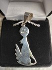 Native American Navajo Sterling Silver Howling Wolf Pendant   Necklace 