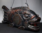Large Antique Japanese Temple Fish Shape Wooden Drum Gyoko Gyoban