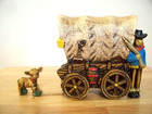 Covered Wagon Cowboy Calf Western Old West 5 1 2 papermache Coin Piggy Bank