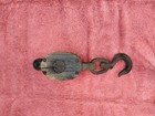 Antique Original Maritime Pulley With Hook Wood Iron Nautical Decor Collectible