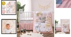 3 Piece Baby Crib Bedding Set For Girls - Newborn  Infant   Toddler Nursery B   