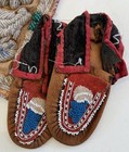 Antique Native American Indian Beaded Moccasins   Iroquois Decoration For Repair