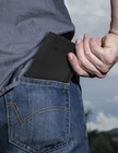 Men s Leather Trifold Wallet With Id Window  Black  hunter   Size