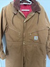 Vtg Carhartt Quilt Red Lined Duck Canvas Coveralls X01 Size 42 Made In Usa