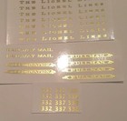 Pre-war Std Lionel 332-337-338 Gold Foil Water Decal Slim Serif Car Set Look 