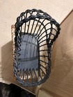 Antique vintage Blue Baby Doll Rocking Cradle Bassinnet  Wood   Wicker