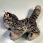 Steiff Gray Tabby Cat Plush West Germany Button Ear Tag Vintage Stuffed