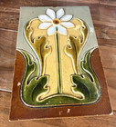 Huge Tile Vintage Majolica Pottery Colorful Heavy  Large Flower 13    X 9   