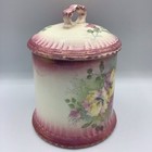 Antique Royal Bonn Germany Biscuit Jar With Lid   Ceramic Hand-painted Floral