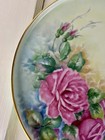 Antique Hand-painted Bavaria Porcelain Plate Pink Roses And Delicate Gold Rim