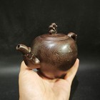 Vintage Yixing Teapot Exquisite Ornament Chinese Purple Engraved Carved Oriental
