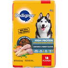 Pedigree High Protein Adult Dry Dog Food Chicken Turkey Flavor Dog Kibble 18lb