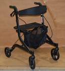 Medline Aluminum European Style Foldable Rollator With Backrest  300 Lbs  - Navy