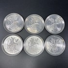 Vintage Set Of 6 Aluminum Metal Flying Duck Geese Hammered Coaster Mcm Cabin