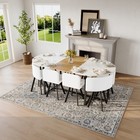 9-piece Oval Dining Table Set With 8 White Pu Leather Chairs