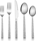 Hammered Silverware Set  30-piece Stainless Steel Square Flatware Set For 6     