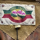 Vintage 80s Rock Creek Womens Cropped Fringe Leather Jacket Large Tan Fitted