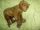 Steiff Antique  Ride-on  Mohair Teddy Bear      On Iron Wheels  Shoe Button Eyes  