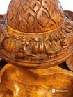 Vtg 1-tier Pineapple Hawaiian Hand Carved Monkey Pod Lazy Susan Serving Tray