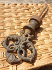 Antique Cast Iron Architectural Hose Guide With Finial Top Natural Patina 12 x4 