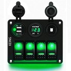 4 Gang Waterproof Rocker Switch Panel Backlit 12v 24v Led Digital Green