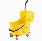 Mop Bucket With Wringer On Wheels For Floor Cleaning 35 Quart Yellow