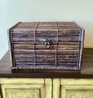 Vintage Rattan   Bamboo Treasure Chest     Mid-century Japandi Boho Storage Trunk