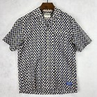 Scotch Soda Shirt Mens Large Beige Blue Camp Geometric Short Sleeve Button Up