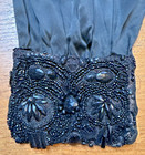 Rare 83  Antique Victorian Beaded Silk Mourning Stole - Lappet -french Jet Glass
