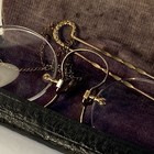Antique Ao Gold Toned Pince Nez Spectacles  W  Hair Pin Chain   Case Syracuse Ny