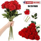20   Red Silk Roses Artificial Flowers Realistic Bouquet Romantic Gift Home Decor