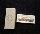 Vtg  Helena Rubinstein Silver Plated Striped Lipstick 07 W Rhinestones Nib