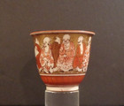 Antique Hand Painted Japanese Iron Red Kutani Sake Cup Meiji Period