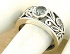 Natural Green Amethyst 925 Sterling Silver Nouveau Antique Style Ring       840z
