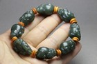 Chinese Natural Green Jade Hetian Hand-carved Brave Troops Bracelet