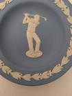 Wedgewood Jasperware Pin Tray Light Blue With White Wreath  Male Golfer  4 5 