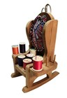 Folk Art Wooden Rocking Chair Sewing Organizer With Pin Cushion   Spool Holder