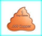 1 Troy Oz Copper  poop Emoji  Bar   999 Fine Copper 