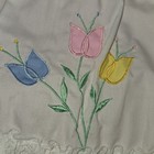 Vtg Baby Dress Sz 24 Mo 2 Pc Pink Striped Embroidered Tulips Lace Ruffles Easter