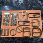 Vintage Belt Buckle Lot Metal Brass Silver Rhinestone Craft Leatherwork Usa