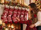 Personalized Christmas Stocking Custom Name Knitted Red Nordic Holiday Decor