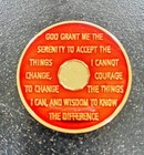 1 Year Aa Medallion Red Gold Plated Alcoholics Anonymous Sobriety Chip Coin One