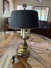 Vintage French Brass Bouillotte Lamp Black Metal Shade Heavy Bass 3 Arm 16   works