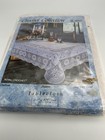 Vynet Royal Crochet White Vinyl Tablecloth 64x104 Oblong Lace Look Nos
