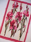 Vintage Irish Linen Tea Towel Pink Floral Flowers Hand Kitchen Richardson s Exc