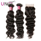 Unice Brazilian Natural Wave Human Hair Extension 2 Bundles With Lace Closure Us